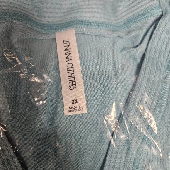 Zenana Outfitters 2X Long Sleeve Snap Front closure cozy sweater, long aqua blue - Picture 3 of 4
